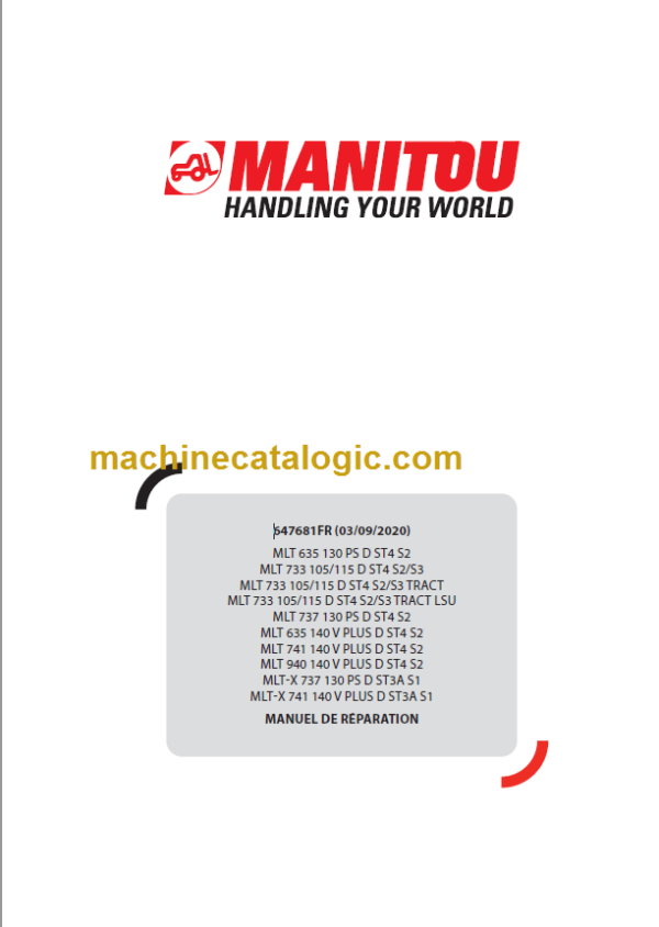 Manitou MLT 737 130 PS D ST4 S2 FR Manuel De Réparation