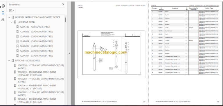 MANITOU ME 430 S2 PARTS CATALOGUE