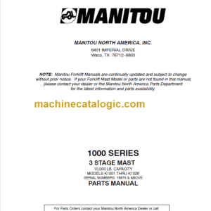 MANITOU 1000 Series Parts Manual