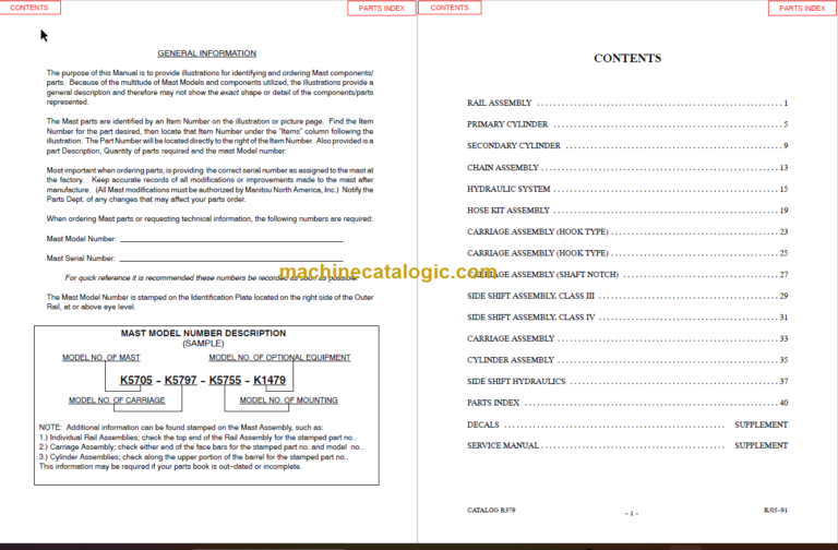 MANITOU 1000 Series Parts Manual