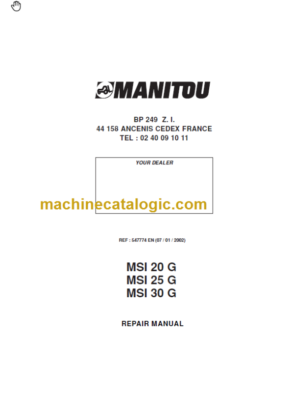 MANITOU MSI 30 G REPAIR MANUAL