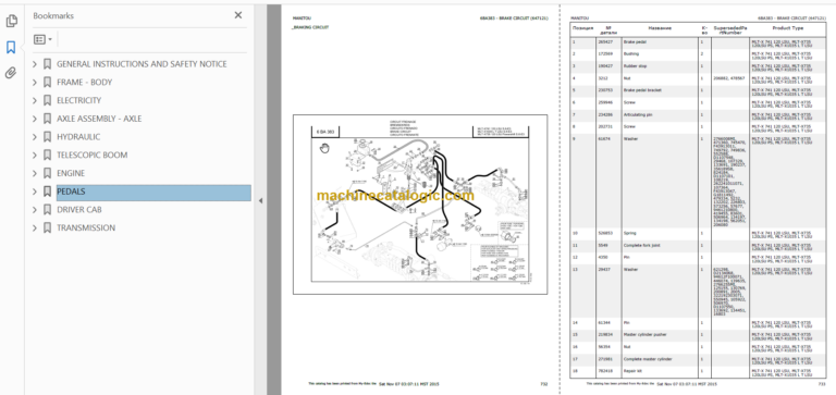 Manitou MLT-X 735 T LSU PARTS CATALOGUE
