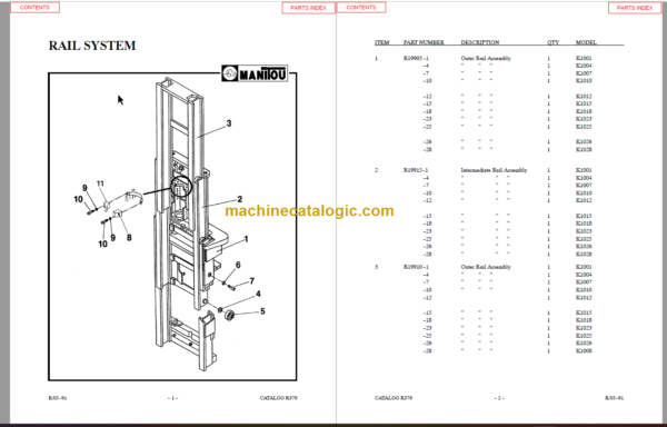 MANITOU 1000 Series Parts Manual