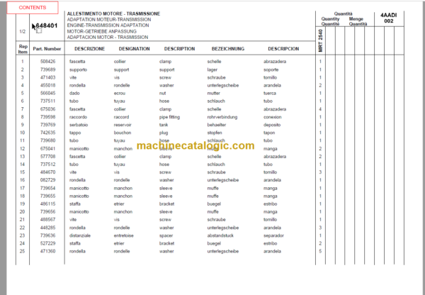 Manitou MRT 2540 - E3 M SERIES E3 PARTS MANUAL