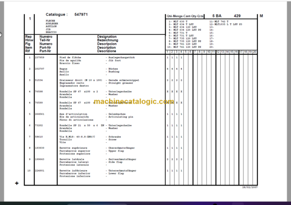 Manitou MLT 742 Turbo Série 3 - E2 PARTS CATALOGUE