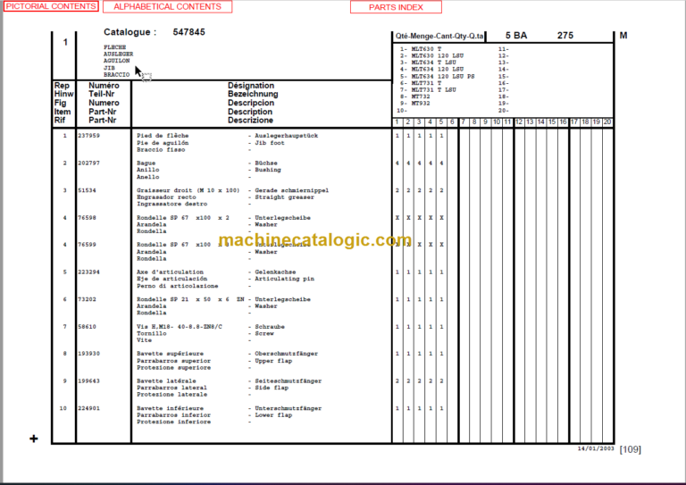 Manitou MLT 630 T SERIES B-E2 PARTS MANUAL
