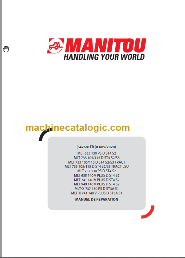 Manitou MLT 737 Manuel De Réparation FR