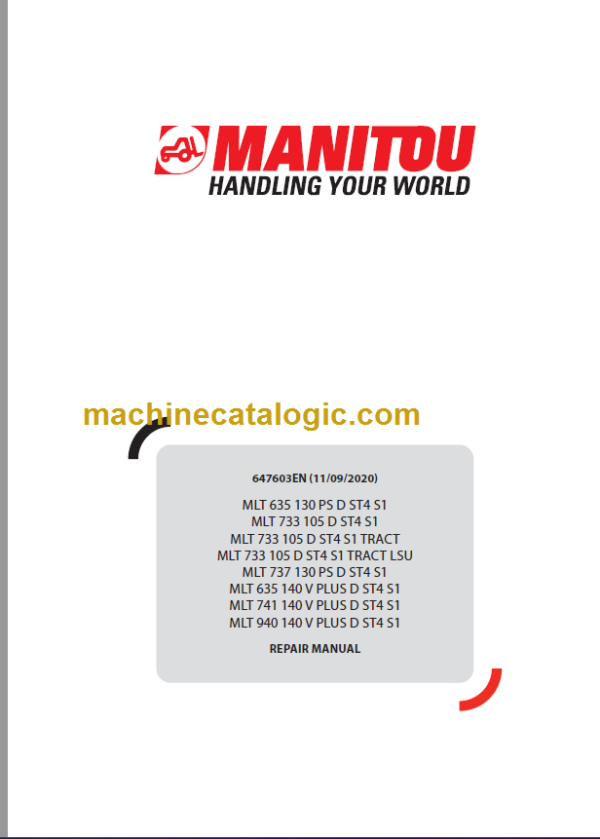 Manitou MLT 635 ST4 S1 Repair Manual 647603EN