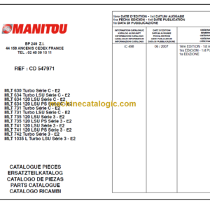 Manitou MLT 1035 L Turbo LSU Série 3 - E2 PARTS CATALOGUE