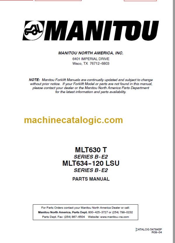 Manitou MLT 634-120 LSU SERIES B-E2 PARTS MANUAL