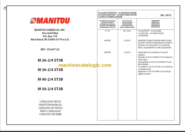 MANITOU M 30-2 ST3B PARTS CATALOGUE