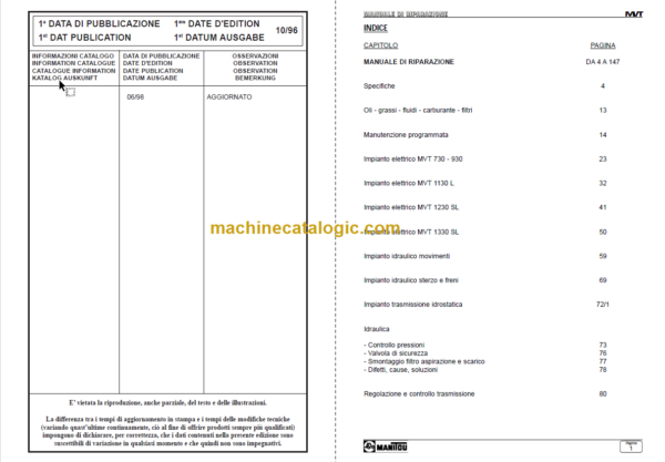 Manitou MVT 730 OPERATOR'S MANUAL FR