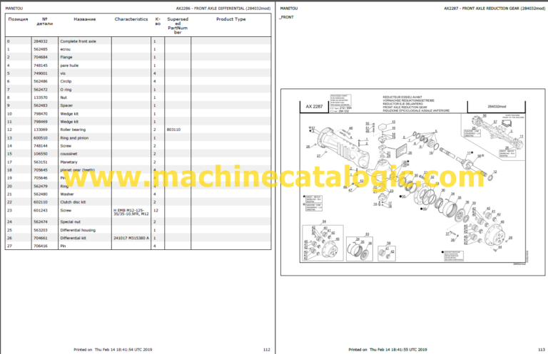 Manitou Parts manual