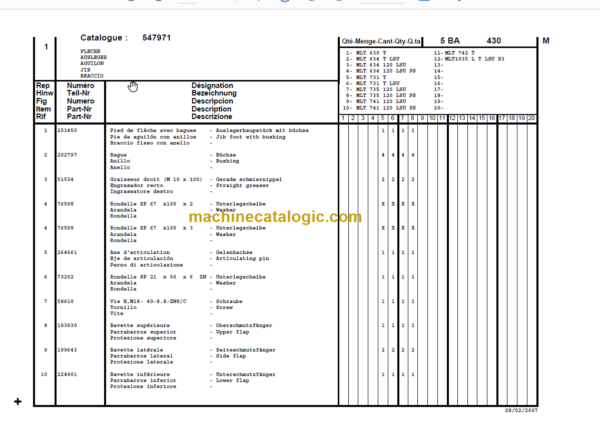 Manitou MLT 1035 L Turbo LSU Série 3 - E2 PARTS CATALOGUE