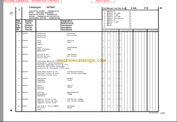 Manitou MLT 634-120 LSU SERIES B-E2 PARTS MANUAL