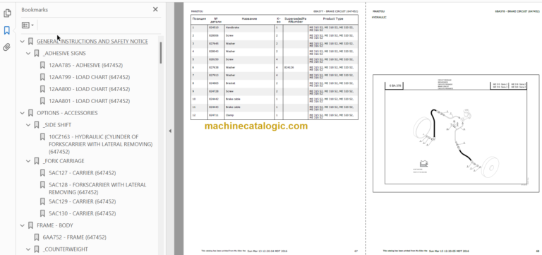 MANITOU ME 316 S2 PARTS CATALOGUE