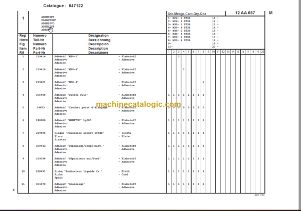 MANITOU M 30-2 ST3B PARTS CATALOGUE