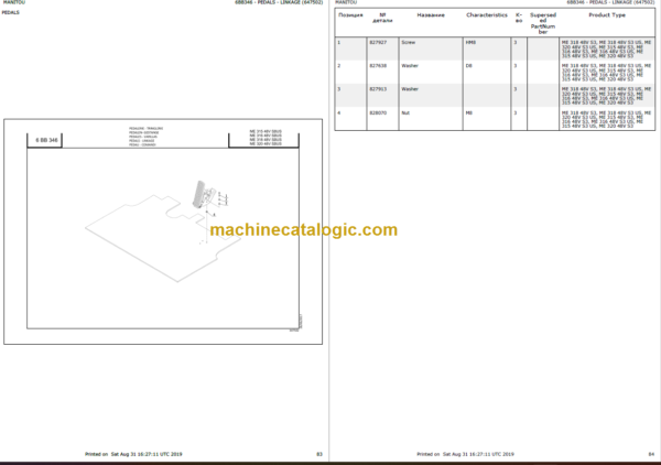 MANITOU ME 435 80V S3 US PARTS CATALOGUE