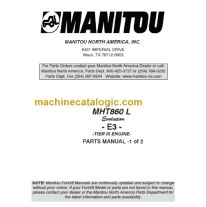 Manitou MHT860 L E3 TIER III PARTS MANUAL