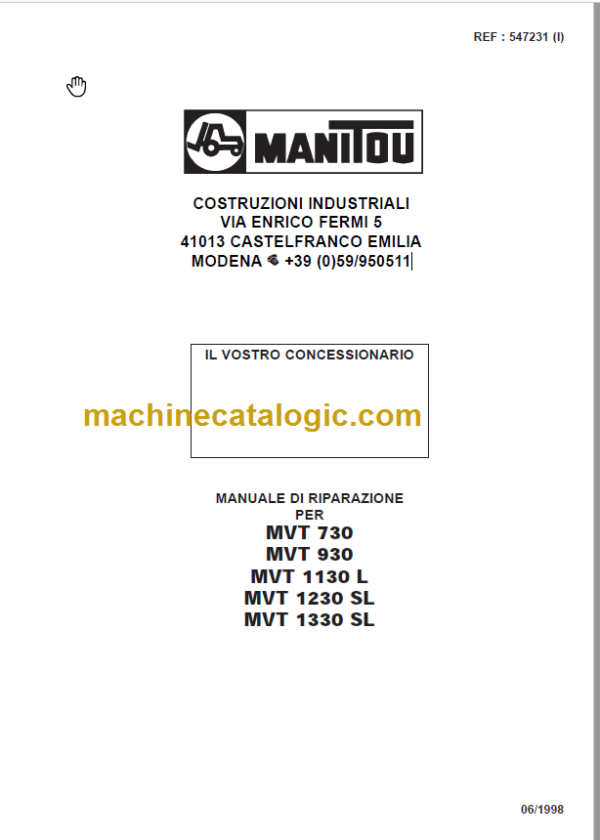 Manitou MVT 930 OPERATOR'S MANUAL FR