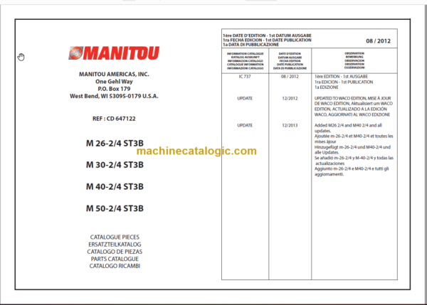 MANITOU M 30-4 ST3B PARTS CATALOGUE