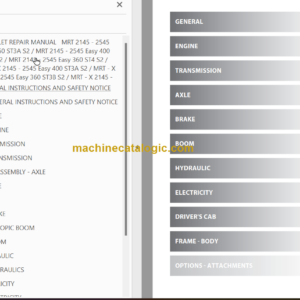Manitou MRT 2145 – 2545 EASY 360 REPAIR MANUAL