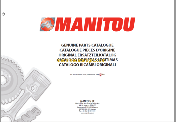 MANITOU ME 318 S2 PARTS CATALOGUE