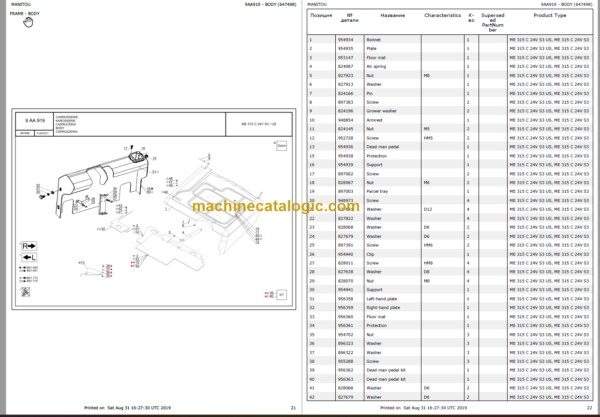 MANITOU ME 315C 24V S3 US PARTS CATALOGUE