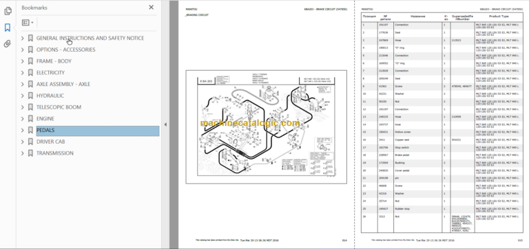 Manitou MLT 940 L 120 LSU S3 E2 Parts Catalogue