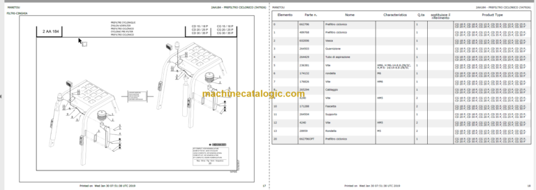 MANITOU CG 15P-CD 15P PARTS CATALOGUE 2019