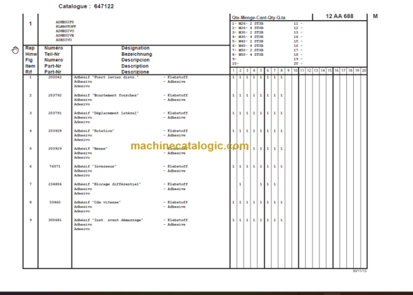 MANITOU M 30-4 ST3B PARTS CATALOGUE