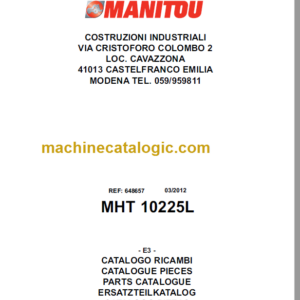 Manitou MHT 10225L E3 PARTS CATALOGUE