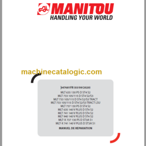 Manitou MLT 741 D ST4 S2 Manuel De Réparation FR