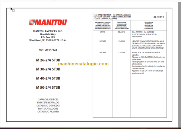 MANITOU M 40-2 ST3B PARTS CATALOGUE