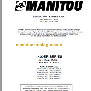 MANITOU 1400ER Series Parts Manual