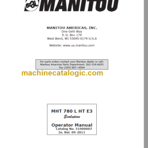 Manitou MHT 780 L HT E3 Operator Manual