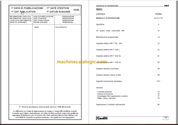 Manitou MVT 1130 L OPERATOR'S MANUAL FR