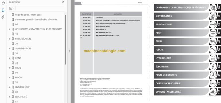 Manitou MLT 741 D ST4 S2 Manuel De Réparation FR