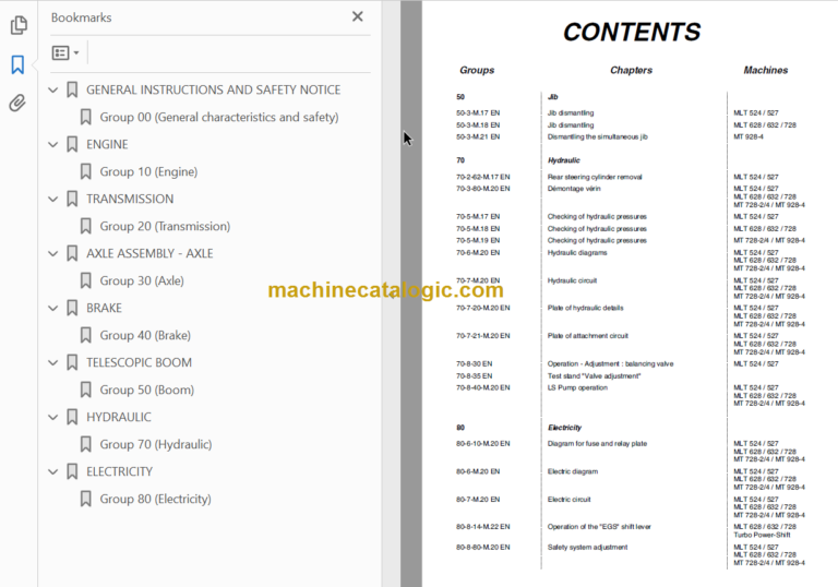 Manitou MLT 524 Repair Manual