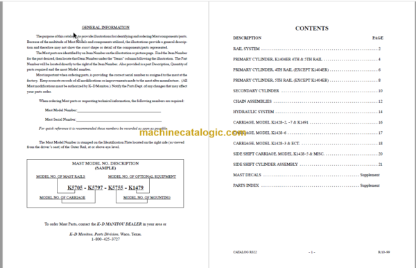 MANITOU 1400ER Series Parts Manual