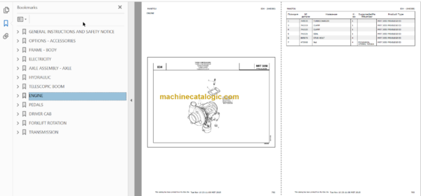 Manitou MRT 3050 Parts Catalogue