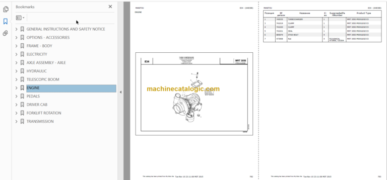 Manitou MRT 3050 Parts Catalogue