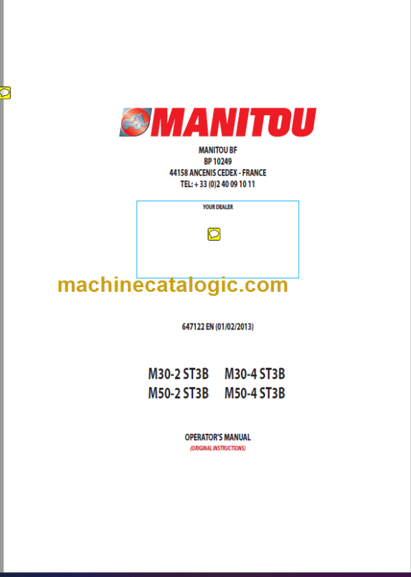 MANITOU M30-2 ST3B OPERATOR’S MANUAL