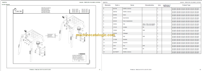 MANITOU CG 18P-CD 18P PARTS CATALOGUE 2019