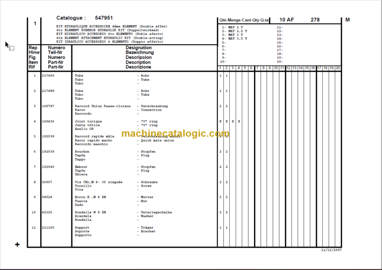 MANITOU MH24-4T MAST PARTS MANUAL