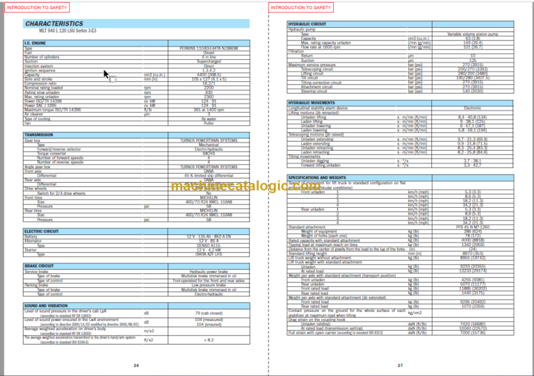 Manitou MLT 940L 120 LSU S3-E3 Operator's Manual