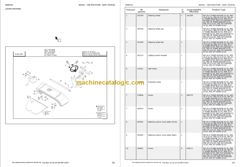 MANITOU MH 20-4T PARTS CATALOGUE