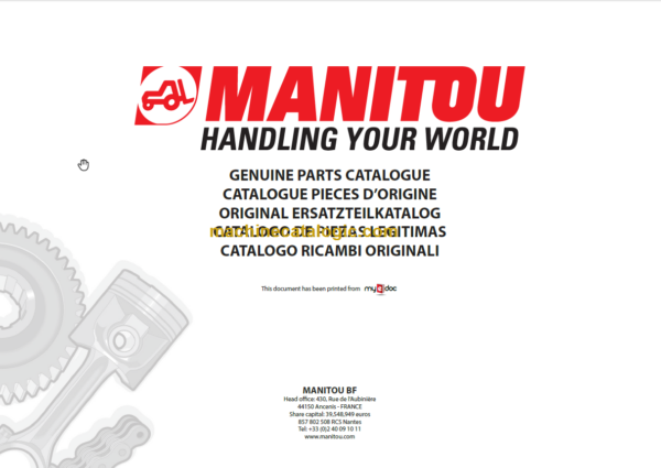 Manitou MRT 3050 PRIVILEGE E3 PARTS CATALOGUE