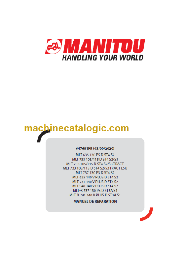 Manitou MLT 940 140 V PLUS D ST4 S2 FR Manuel De Réparation