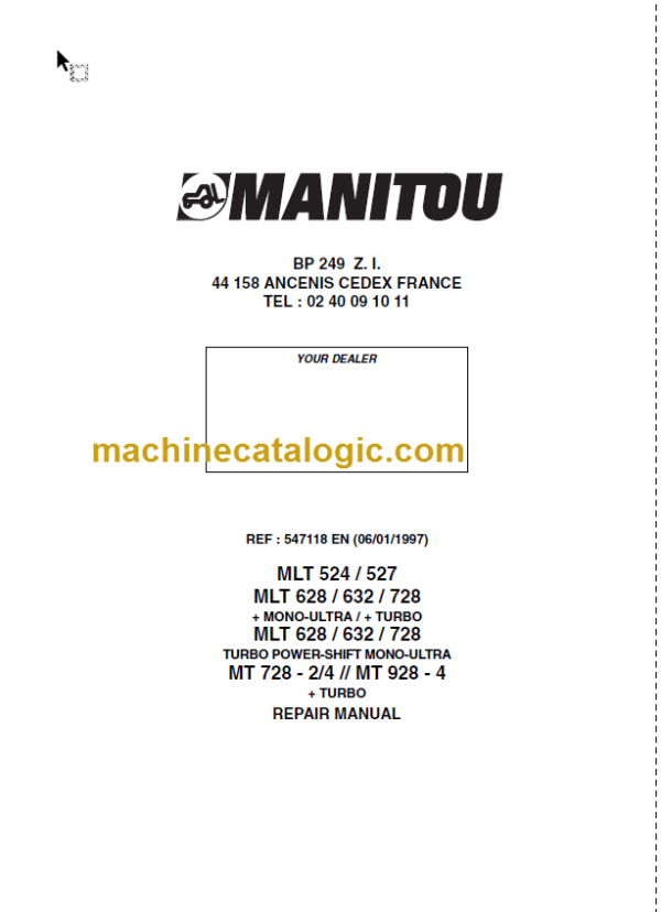 Manitou MLT 527 Repair Manual